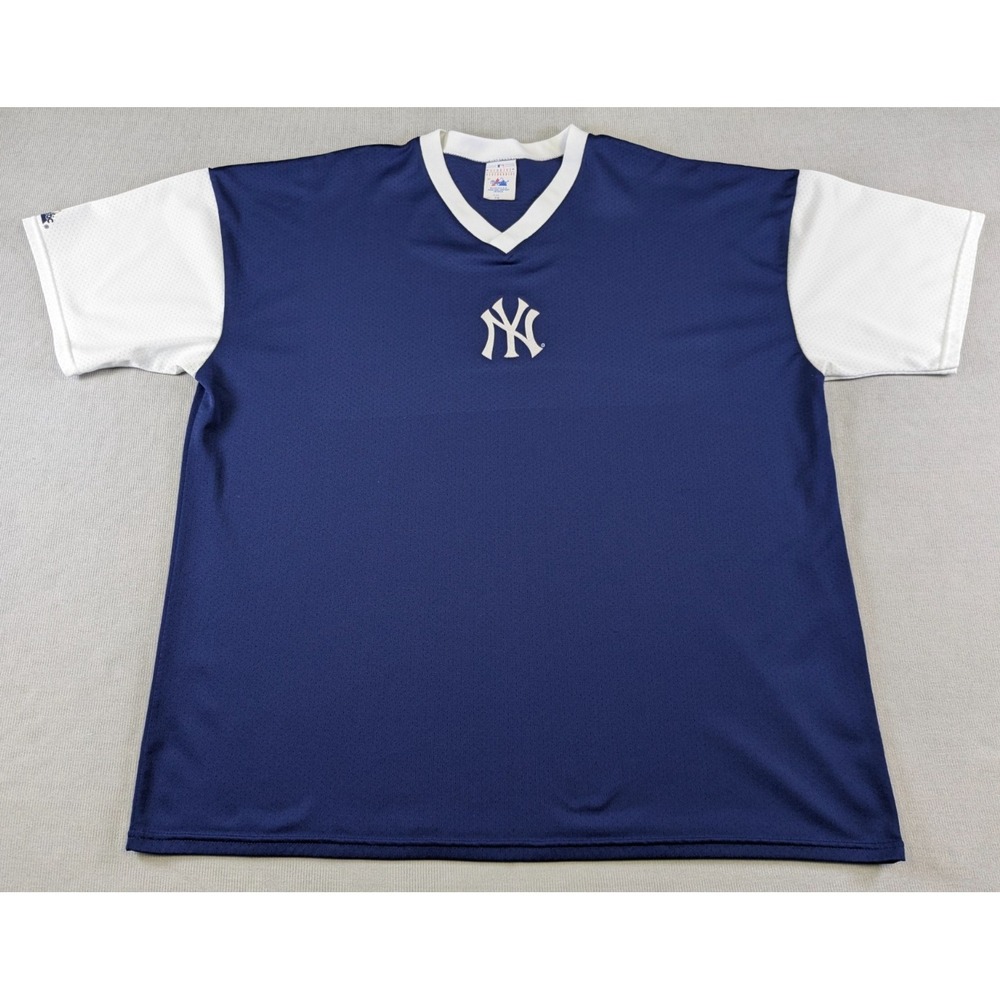 Vintage New York Yankees Jersey Mens 2XL Blue Majestic Shirt 90s MLB Training